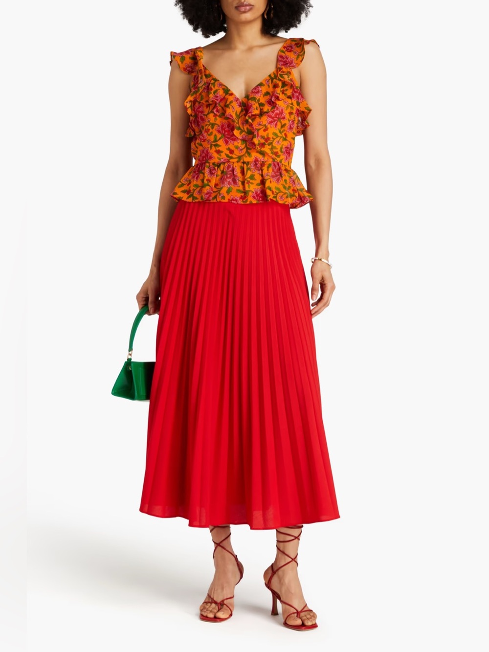 Veronica Beard Randa Ruffled Floral Print Silk-Crepe Top